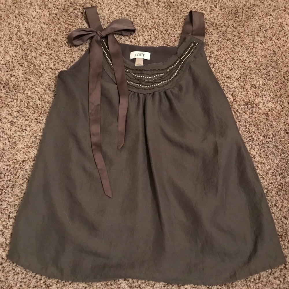 LOFT Embellished Mauve Tank Top with Bow